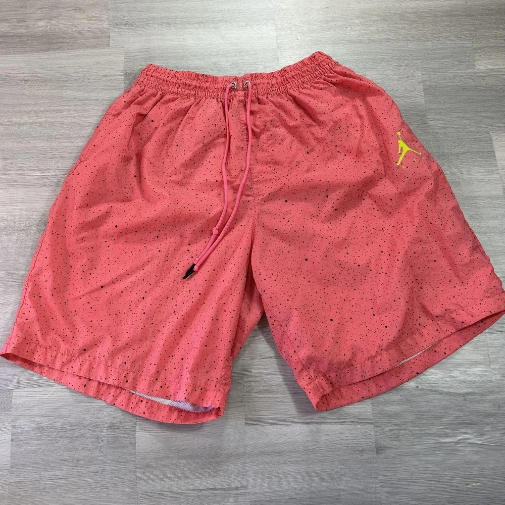 Jordan Swim Trunks Shorts Mens 2XL Pink Speckle Jumpman Lined Mesh Drawstring